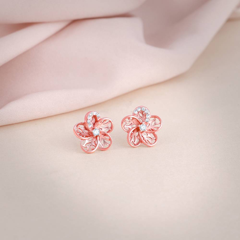 Rose Gold Periwinkle Filigree Earrings : ER02876