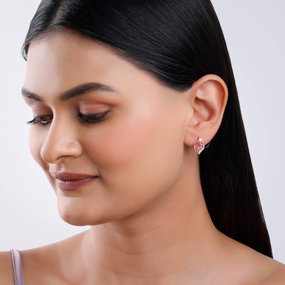 Rose Gold Leafy Filigree Earrings : ER02877