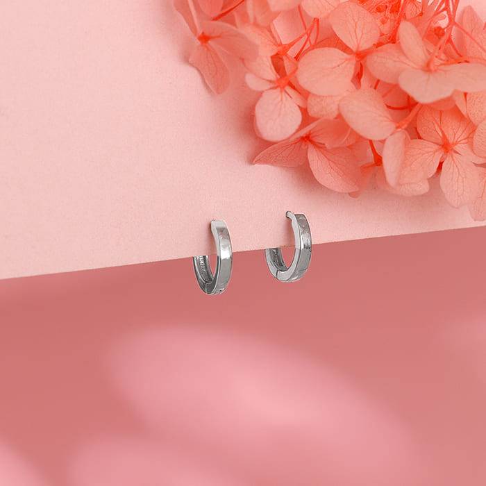 Silver Small Hoop Earrings : ER0288