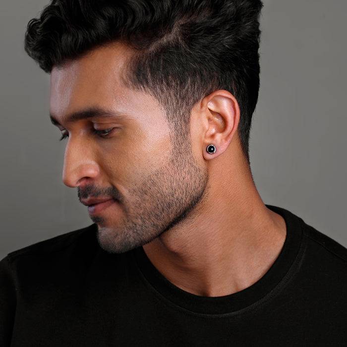 Giva 925 Silver Black Rhodium Black Mighty Earrings For Him| Gifts For Men And Boys | With Certifica : ER02891