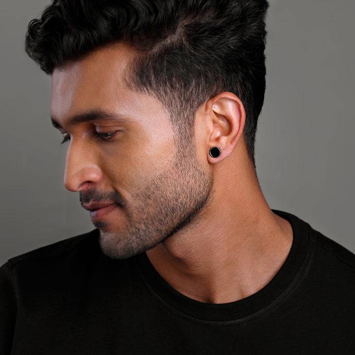 Giva 925 Silver Black Rhodium Black Fortune Earrings For Him| Gifts For Men And Boys | With Certific : ER02892