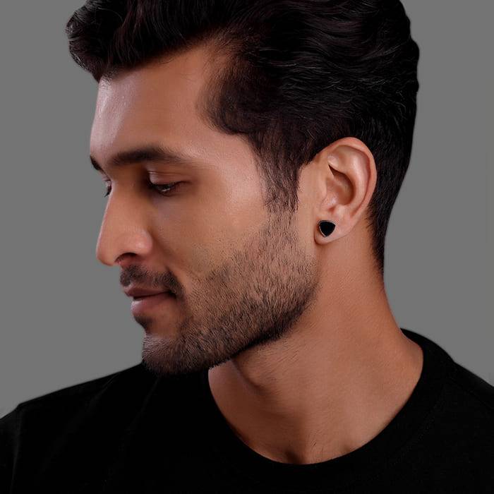 Giva 925 Silver Black Rhodium Authentically Kind Studs For Him| Drops To Gift Women & Girls | With C : ER02893