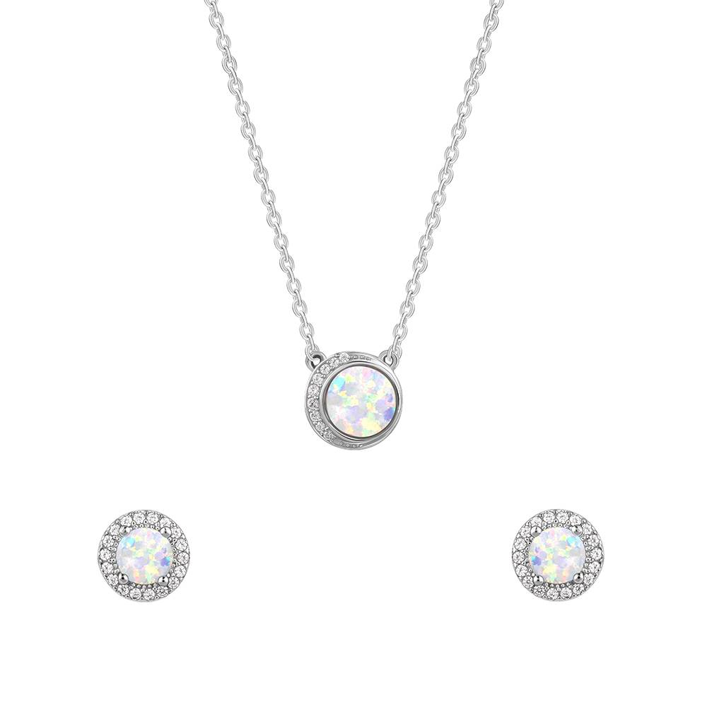 925 Silver Opal Moon Set : ER02901PD02629