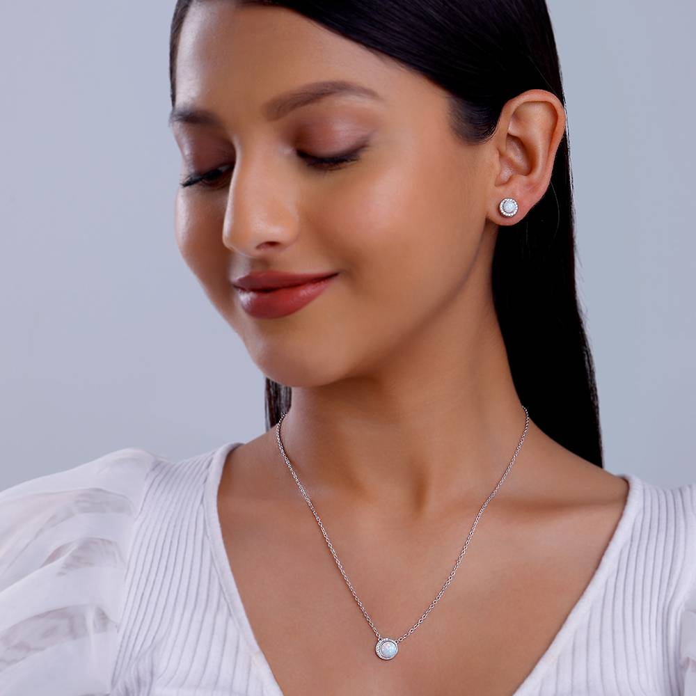 925 Silver Opal Moon Set : ER02901PD02629