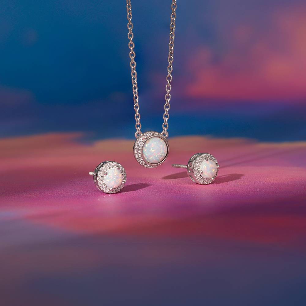 925 Silver Opal Moon Set : ER02901PD02629