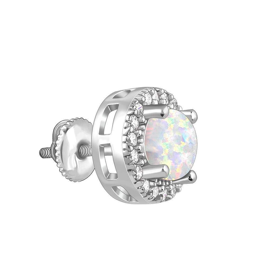 925 Silver Opal Moon Earrings : ER02901