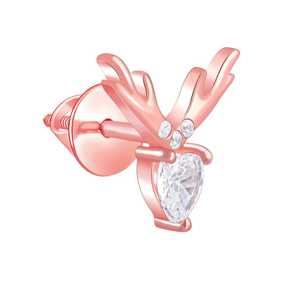 925 Silver Rose Gold Deer Sparkle Earrings : ER02908