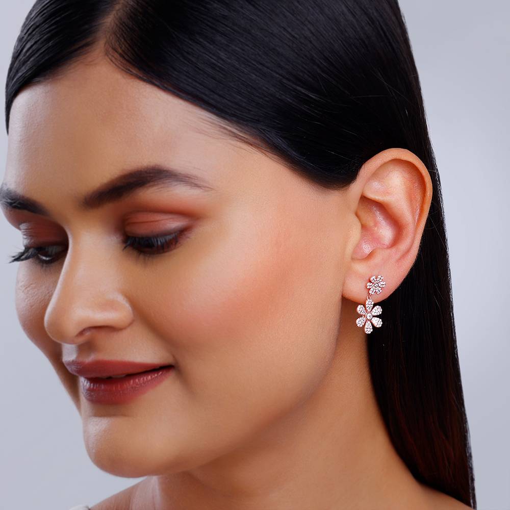 Giva 925 Silver Rose Gold Stunning Flower Earrings : ER02914