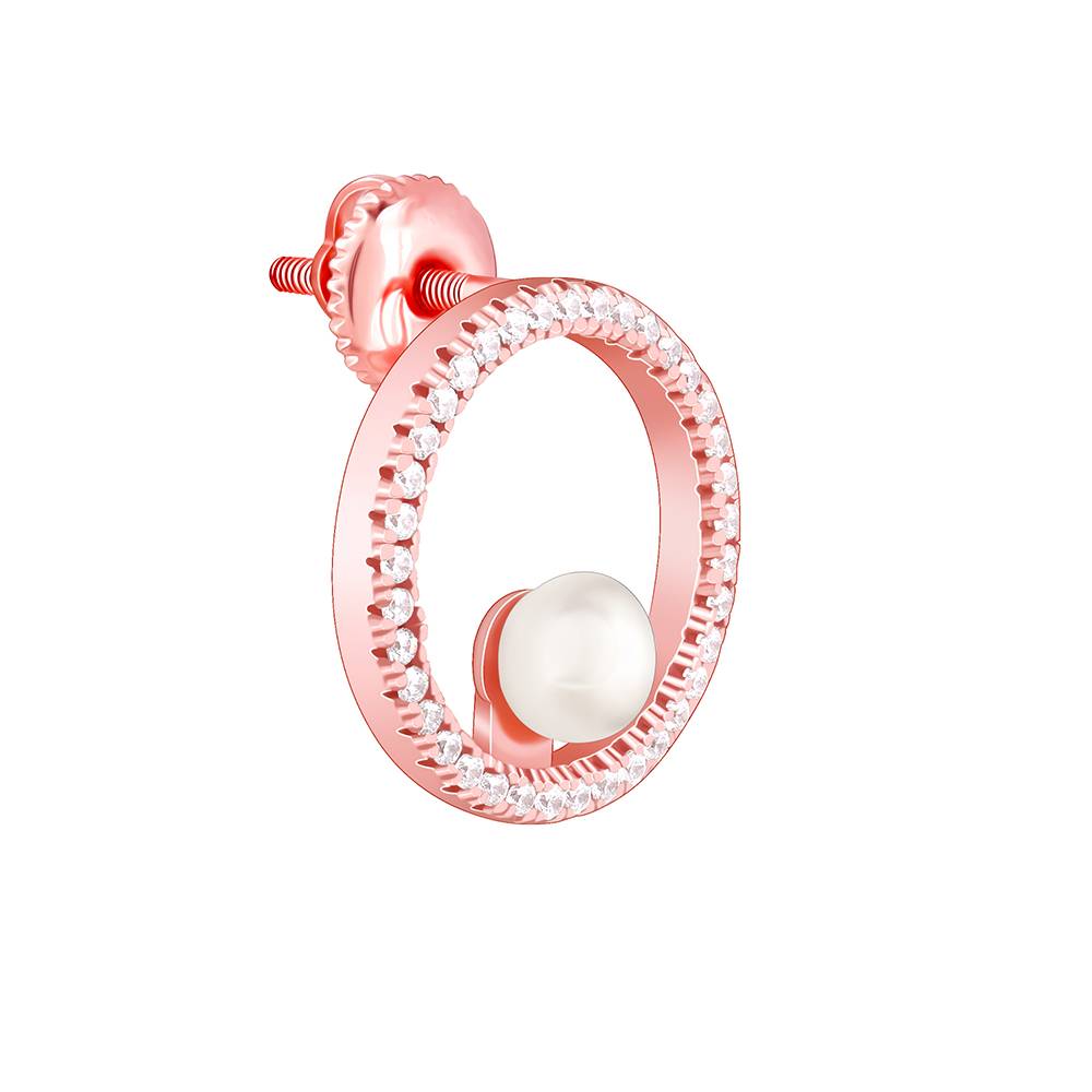 Rose Gold Pearl Halo Earrings : ER02919