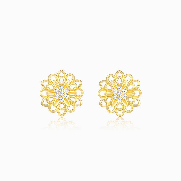 Anushka Sharma Golden Blooming Flower Stud Earrings : ER0292