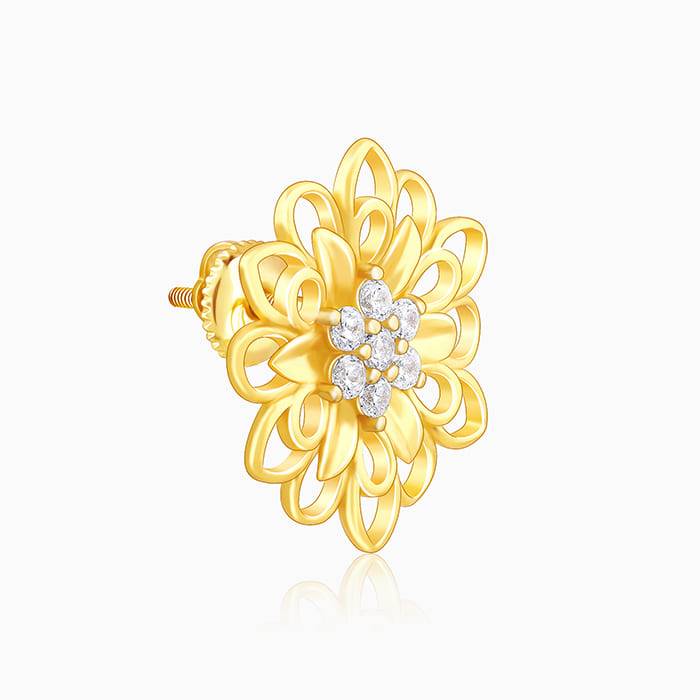 Anushka Sharma Golden Blooming Flower Stud Earrings : ER0292