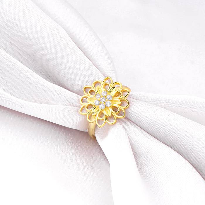 Giva 925 Silver Golden Blooming Flower Set Of Four| Gifts For Women And Girls | With Certi : ER0292PD02283R01608BR0921