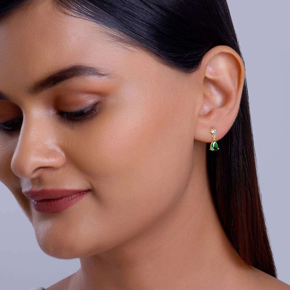 925 Silver Golden Green Enigma Earrings| Drops To Gift Women & Girls : ER02938