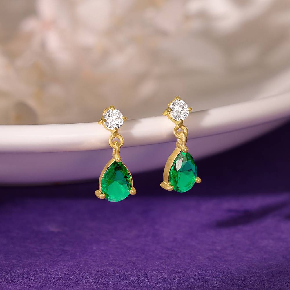 925 Silver Golden Green Enigma Earrings| Drops To Gift Women & Girls : ER02938