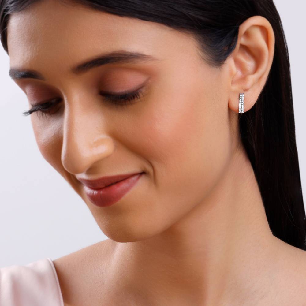 925 Silver Stellar Bar Earrings : ER02945
