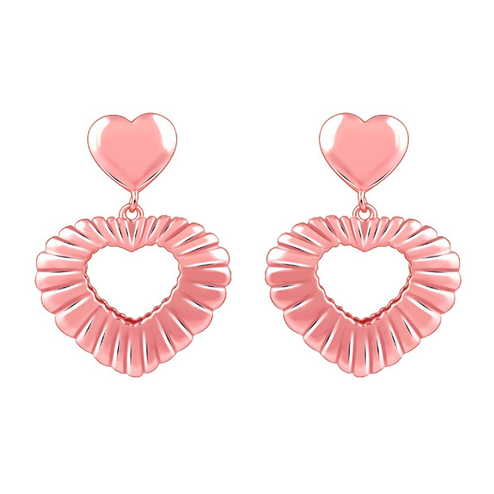 925 Silver Rose Gold Blush Heart Earrings : ER02951