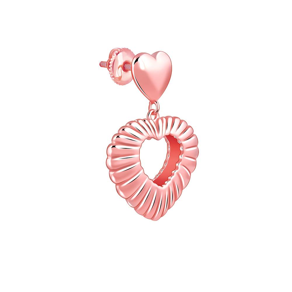 925 Silver Rose Gold Blush Heart Earrings : ER02951