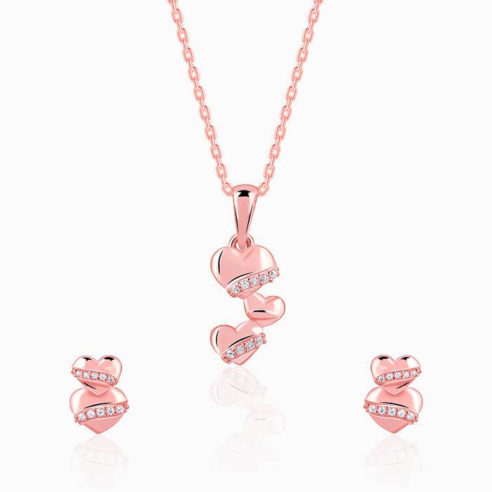 Giva 925 Silver Rose Gold Cherished Sparkle Set : ER02956PD02672