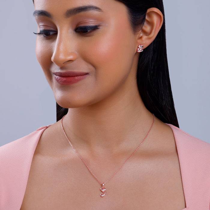 Giva 925 Silver Rose Gold Cherished Sparkle Set : ER02956PD02672