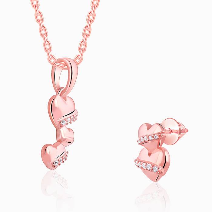 Giva 925 Silver Rose Gold Cherished Sparkle Set : ER02956PD02672