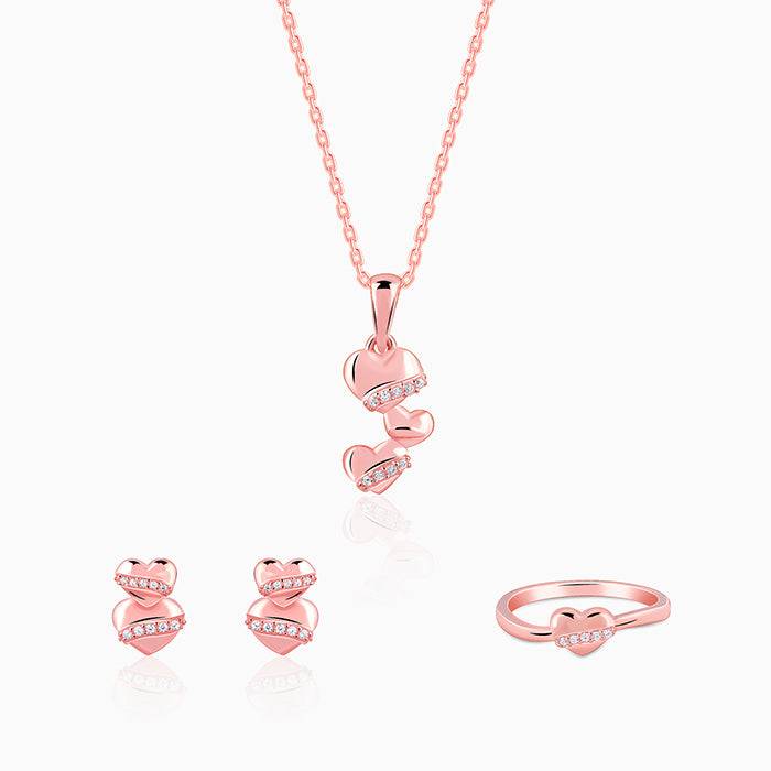Giva 925 Silver Rose Gold Cherished Sparkle Set Of 3 : ER02956PD02672R01942