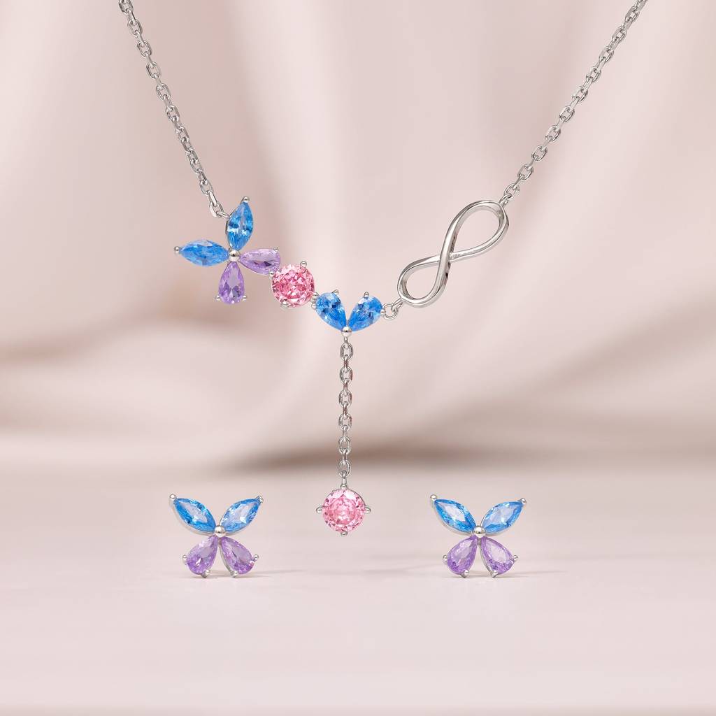 Giva 925 Silver Blue Butterfly Set | Gifts For Women And Girls | With Certificate Of Authenticity And 925 Sta : ER02961PD02678