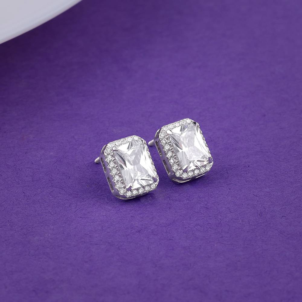 925 Silver Radiant Square Earrrings : ER02971
