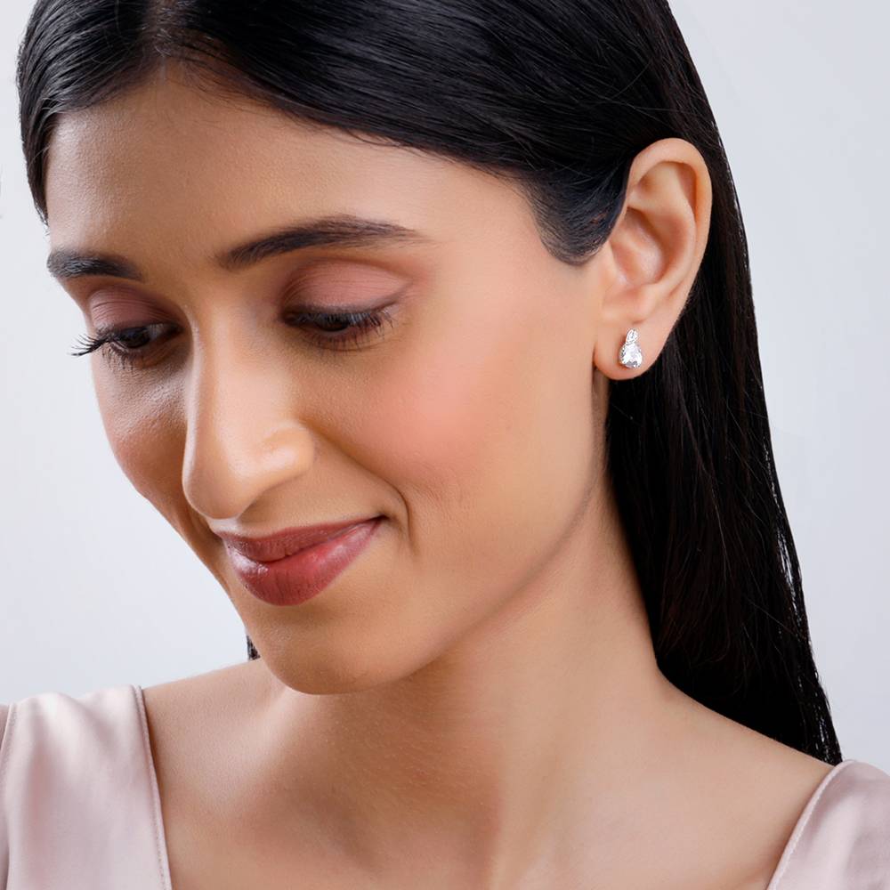925 Silver Leafy Teardrop Earrings : ER02973