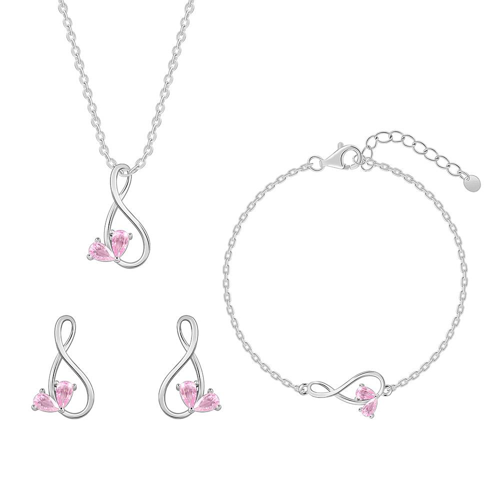 925 Silver Blush Of Infinity Set : ER02990PD02723BR01151