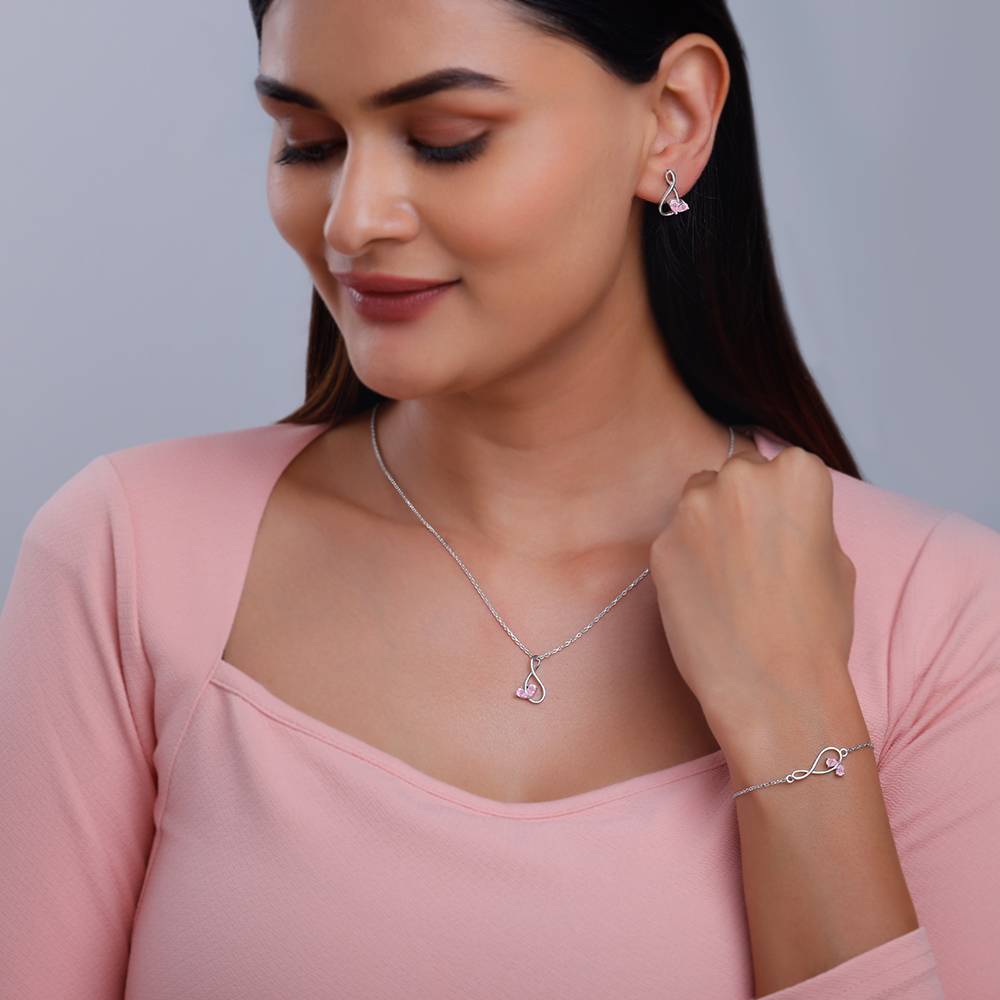 925 Silver Blush Of Infinity Set : ER02990PD02723BR01151