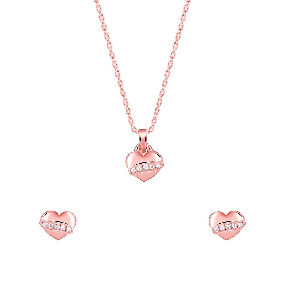 925 Silver Rose Gold Locket Love Set : ER02991PD02746