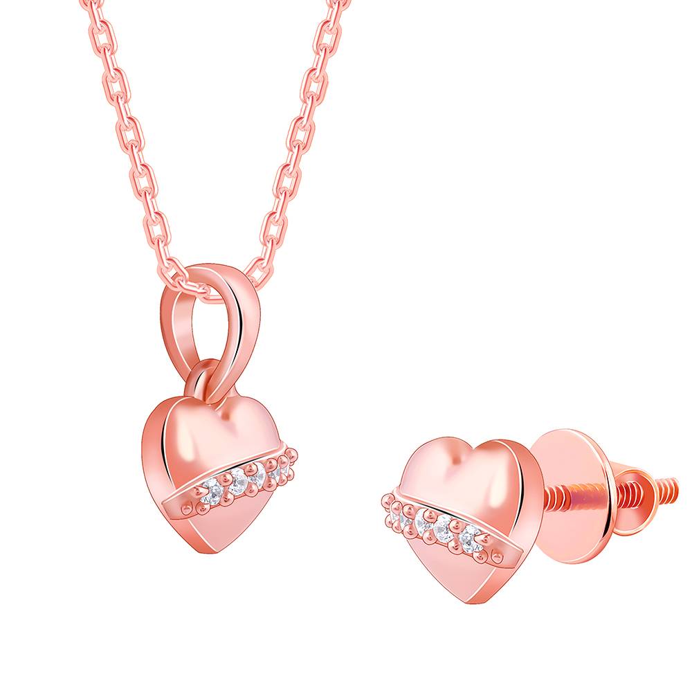 925 Silver Rose Gold Locket Love Set : ER02991PD02746