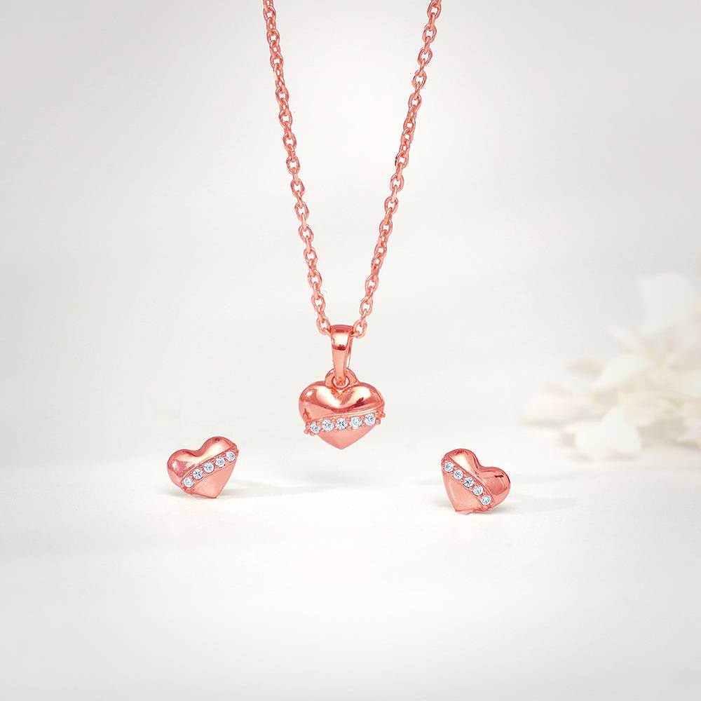 925 Silver Rose Gold Locket Love Set : ER02991PD02746