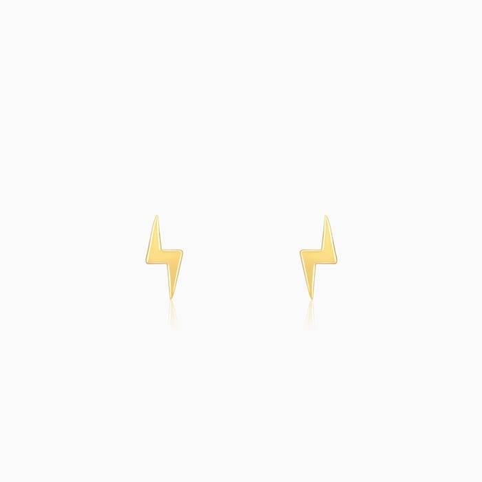 Golden Lightning Bolt Stud Earrings : ER0299