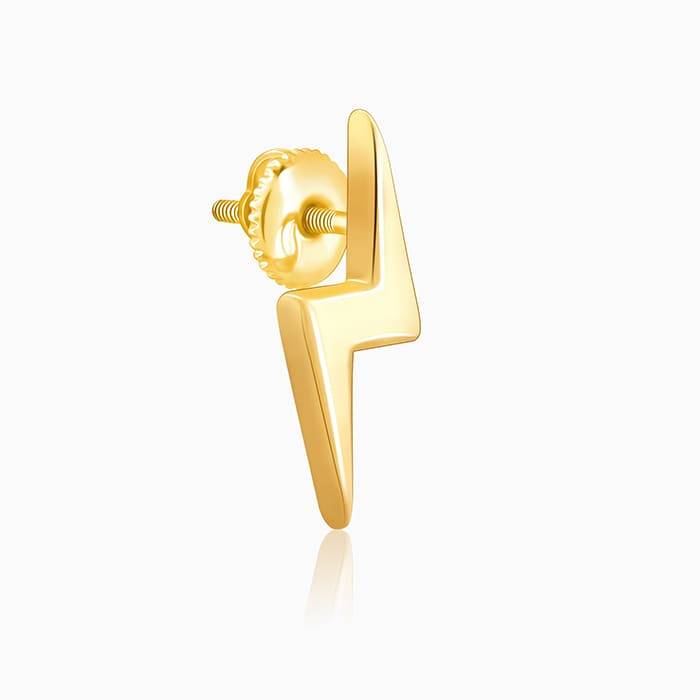 Golden Lightning Bolt Stud Earrings : ER0299