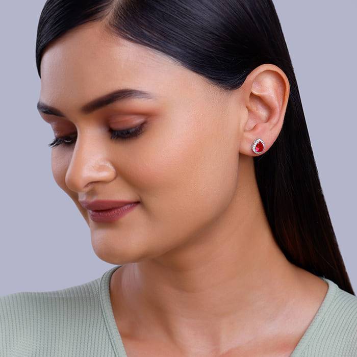 Giva 925 Silver Ruby Red Darling Teardrop Earrings| Drops To Gift Women & Girls | With Certificate Of Authenticity A : ER03027