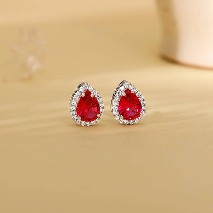Giva 925 Silver Ruby Red Darling Teardrop Earrings| Drops To Gift Women & Girls | With Certificate Of Authenticity A : ER03027