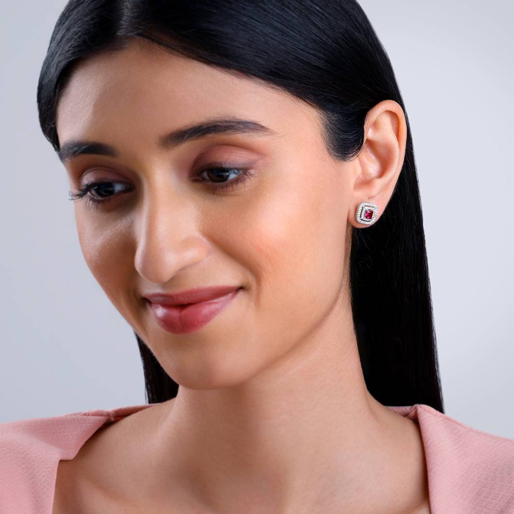 925 Silver Ruby Elegance Earrings : ER03055
