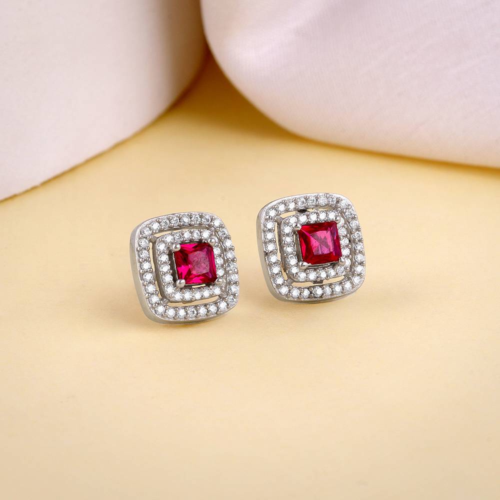 925 Silver Ruby Elegance Earrings : ER03055