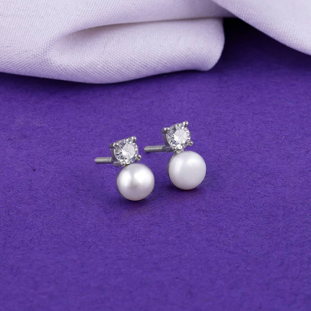 925 Silver Precious Pearl Earrings : ER03058