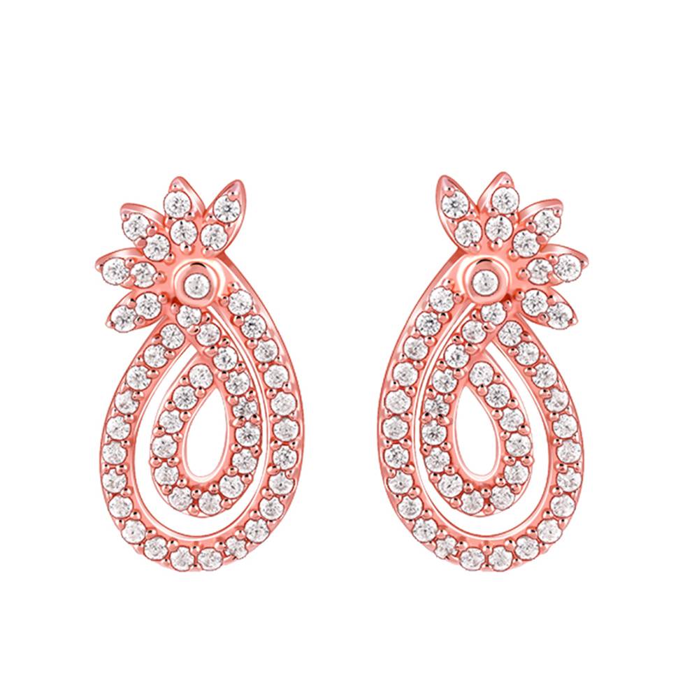 925 Silver Rose Gold Pure Elegance Earrings : ER03062