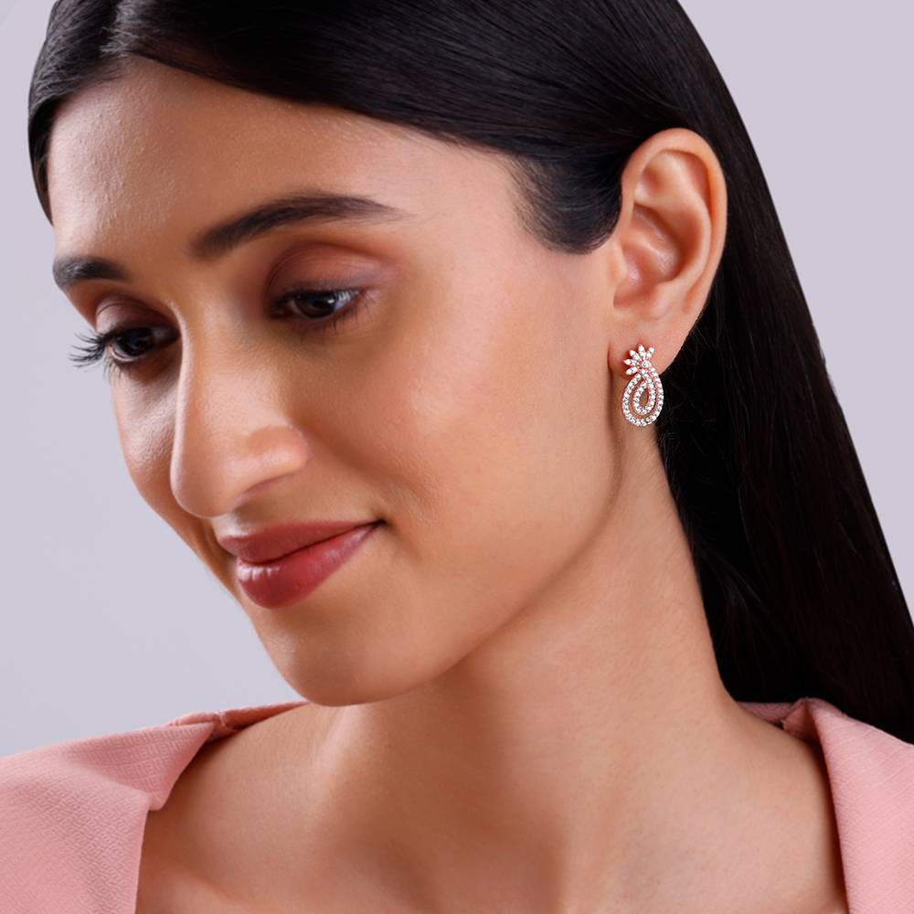925 Silver Rose Gold Pure Elegance Earrings : ER03062