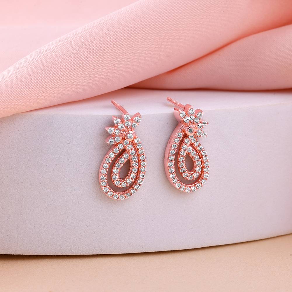 925 Silver Rose Gold Pure Elegance Earrings : ER03062