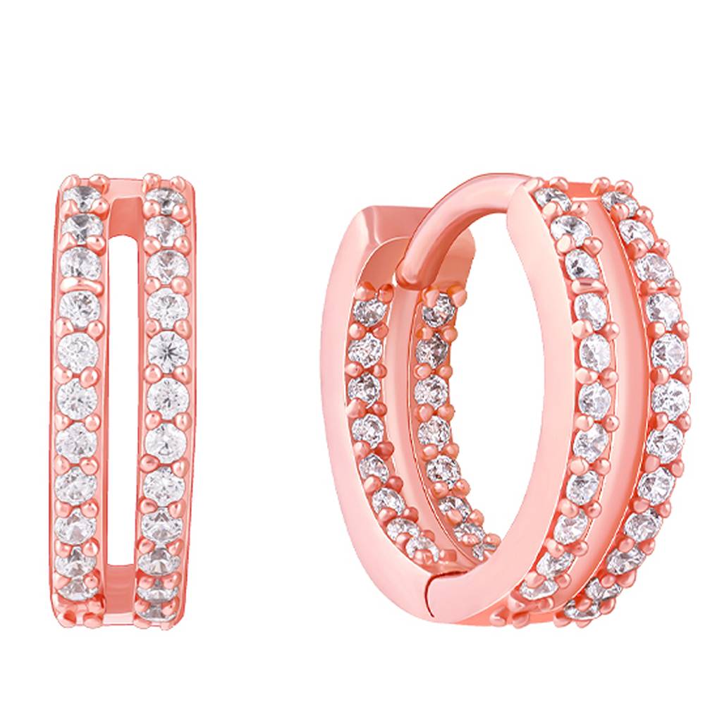 925 Silver Rose Gold Flaunted Hoop Earrings : ER03063