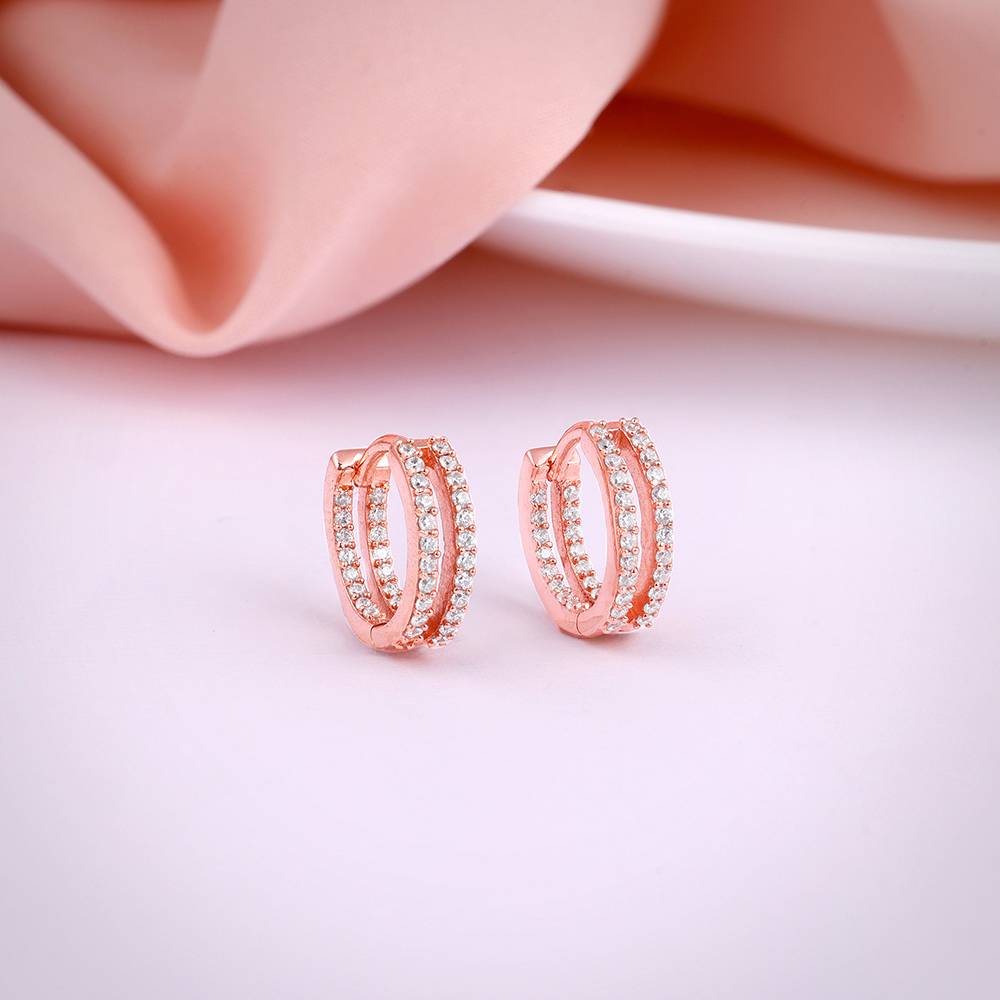 925 Silver Rose Gold Flaunted Hoop Earrings : ER03063