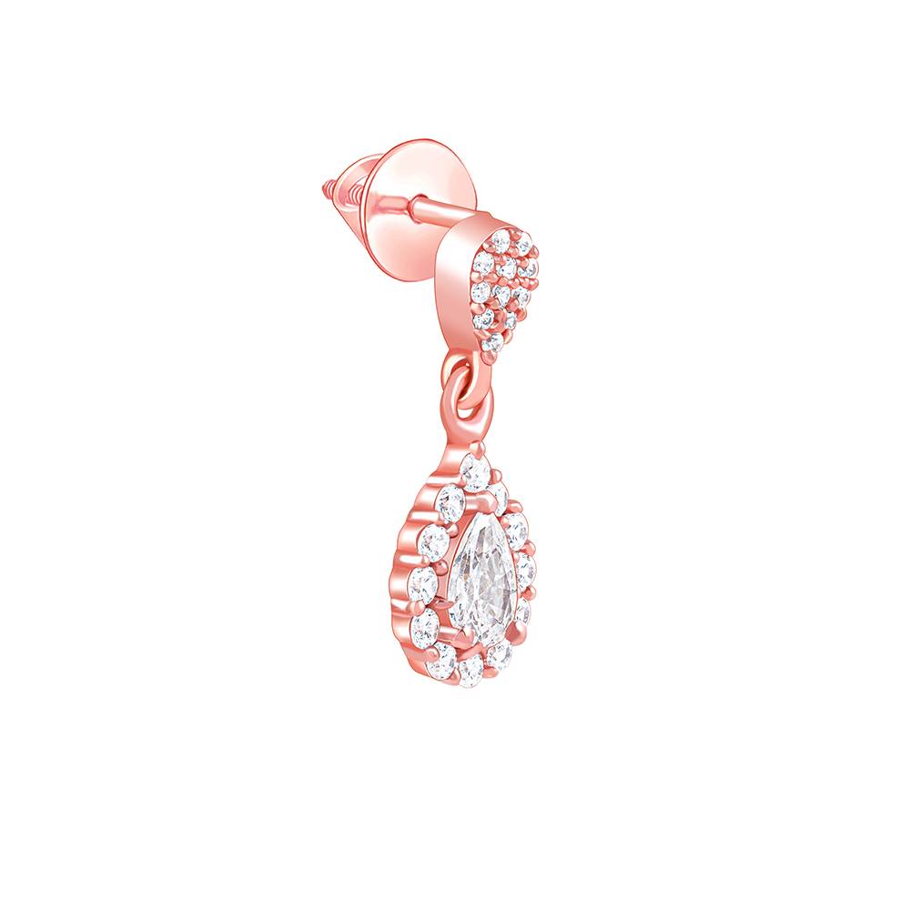 925 Silver Rose Gold Glittering Teardrop Earrings : ER03064