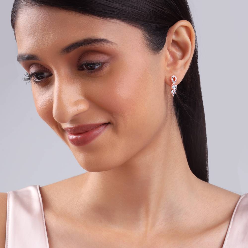 925 Silver Rose Gold Petalo Earrings : ER03071