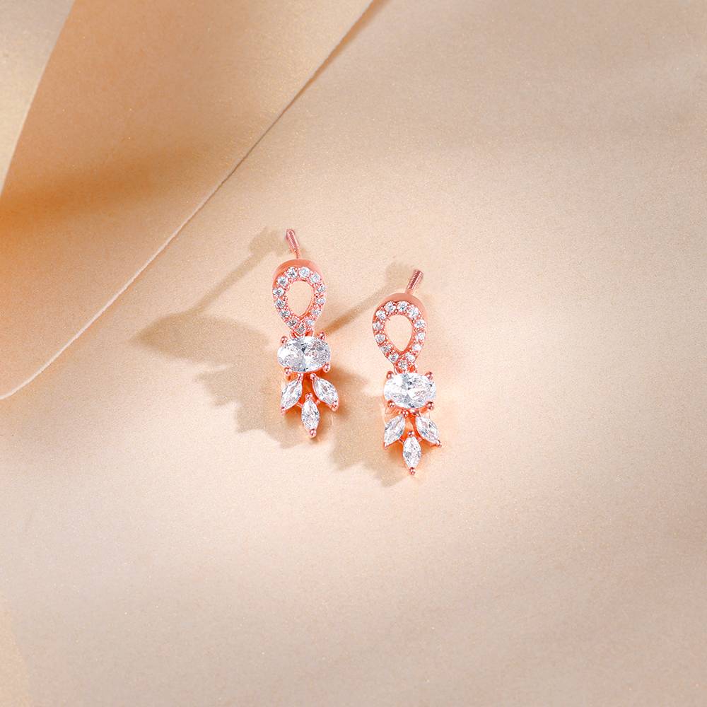 925 Silver Rose Gold Petalo Earrings : ER03071