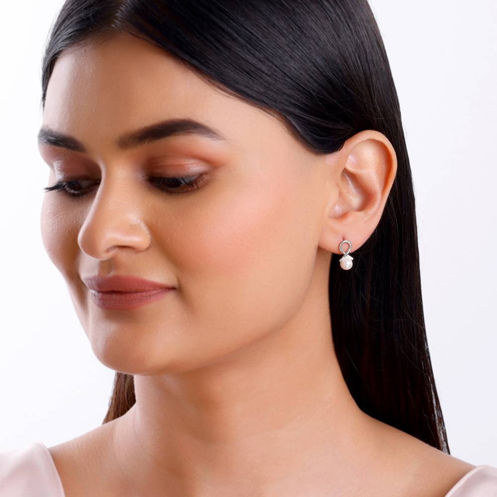 Giva 925 Silver Infinity Pearl Stud Earrings : ER03074