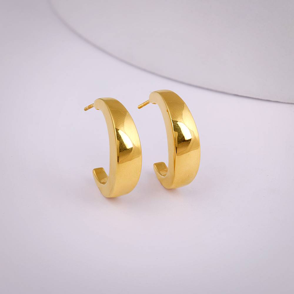 925 Silver Golden Belle J Stud Earrings : ER03076